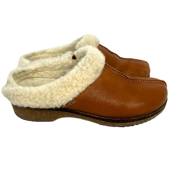 Pikolinos Clog Shoes Size EUR 40 US 9-9.5 Tan Granada Leather Fleece-Lined Fall - Picture 7 of 13